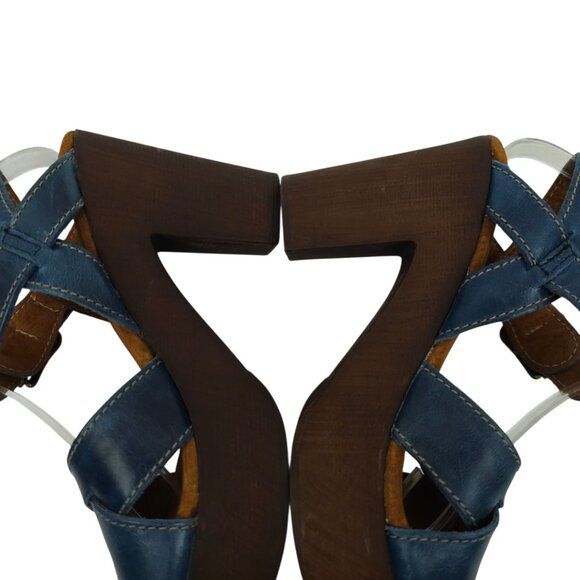 Sbicca Vintage Collection Platform Sandals Womens US 6.5 EU 37 Blue Chunky Heel - Picture 16 of 16